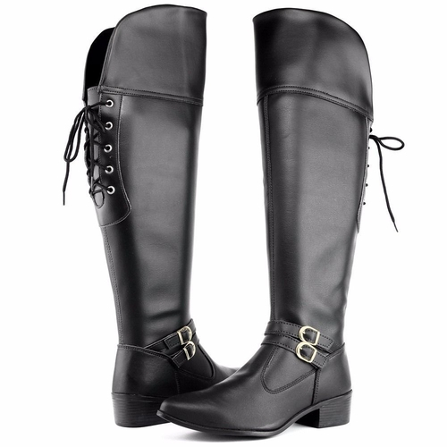 bota cano longo com cadarço