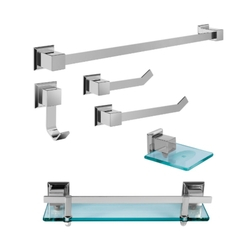 Kit Banheiro Inox Kit Lavabo Luxo 6 Peças Menor preço em Kit Banheiro Inox Kit Lavabo Luxo 6 Peças