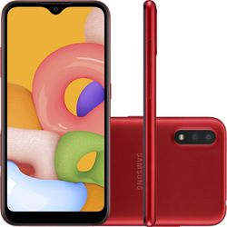 Smartphone Samsung Galaxy A01 32GB 4G Wi-Fi Tela 5.7'' Dual Chip 2GB RAM Câmera Dupla + Selfie 5MP - Vermelho Menor preço em Smartphone Samsung Galaxy A01 32GB 4G Wi-Fi Tela 5.7'' Dual Chip 2GB RAM Câmera Dupla + Selfie 5MP - Vermelho