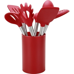 Conjunto de Utensílios de Silicone 7 Peças com Suporte Vermelho e Cabo em Inox - Casual Home é boa?