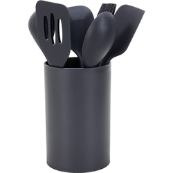 Conjunto de utensílios de silicone cinza 6 peças com suporte - Casual Home Menor preço em Conjunto de utensílios de silicone cinza 6 peças com suporte - Casual Home