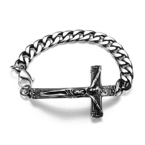Qual o preço do(a)Moda Titanium Aço Jesus Crucifixo Cruz pulseira cadeia para homens e mulheres presente cristão Moda Titanium Aço Jesus Crucifixo Cruz pulseira cadeia para homens e mulheres presente cristão