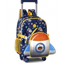 Kit Mochila de Rodinhas Astronauta Com Lancheira e Estojo Menor preço em Kit Mochila de Rodinhas Astronauta Com Lancheira e Estojo