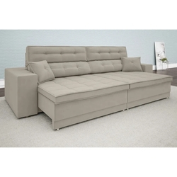 Sofá New Biondi 2,10m Retrátil e Reclinável Velosuede Areia - NETSOFAS Menor preço em Sofá New Biondi 2,10m Retrátil e Reclinável Velosuede Areia - NETSOFAS