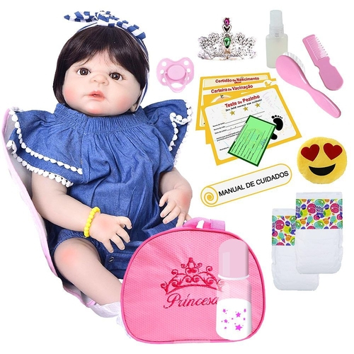 Boneca Bebê Reborn Recém Nascida Menina Silicone Macio 55 Cm em Promoção na  Americanas