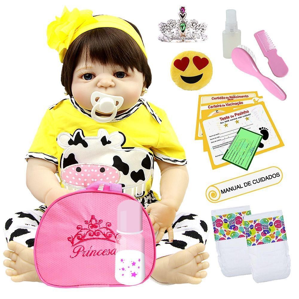 Boneca Bebê Reborn Menina Toda Silicone Pode Dar Banho 55 Cm em Promoção na  Americanas