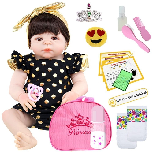 Boneca Bebê Reborn corpo todo silicone menina 55 Cm