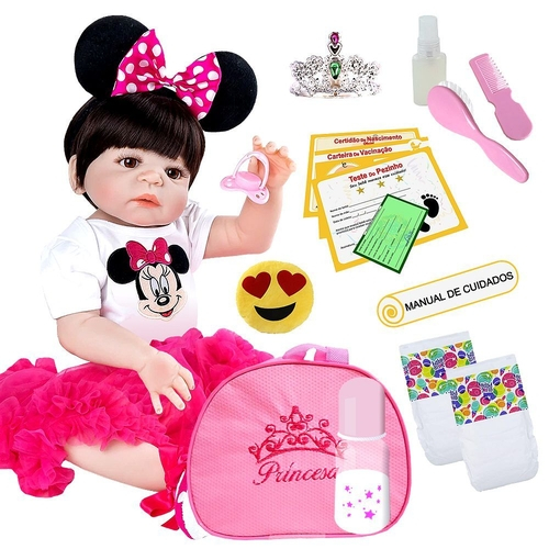 Boneca Bebê Reborn Silicone Menina 55cm (Princesa Boneca Rosa) com