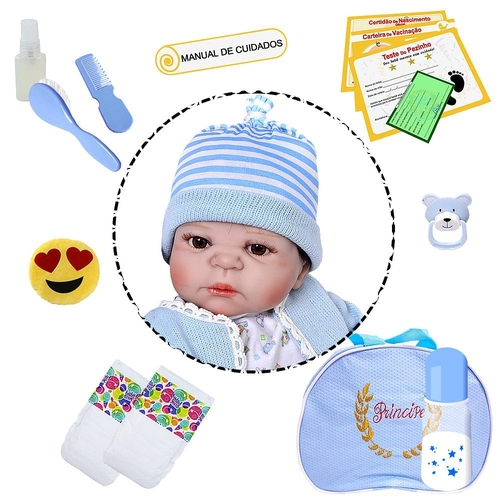 Theo Fralda Boneco Bebe Reborn Silicone Menino 22 em Promoção na Americanas