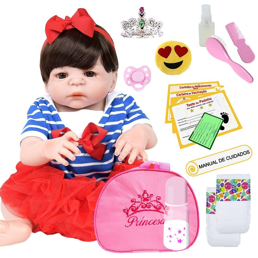 Boneca Bebê Reborn Silicone Menina 55cm (Princesa Boneca Rosa) com