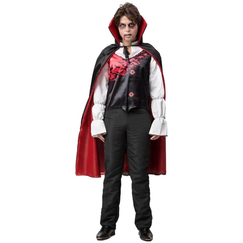 Fantasia Halloween Masculina Conde Drácula Capa de Vampiro Dupla Face  Adulto Completo com Sangue e Presa no Shoptime