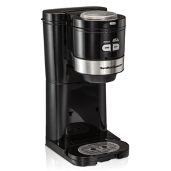 Menor preço em Cafeteira Individual com Moedor Hamilton Beach Preta/Prata Capacidade para 2 Xícaras , Filtro Permanente 800W Real