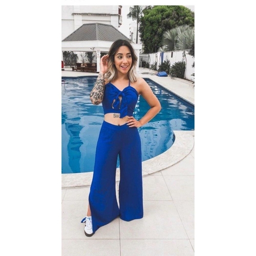 calça pantalona azul royal