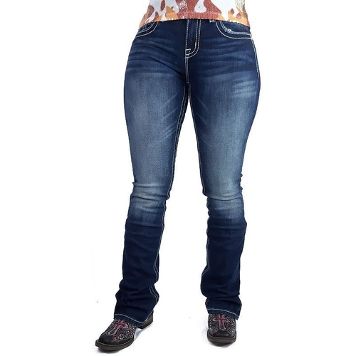 calça com flor bordada