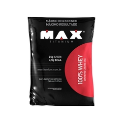 Whey 100% Refil 2kg Max Titanium Morango Menor preço em Whey 100% Refil 2kg Max Titanium Morango