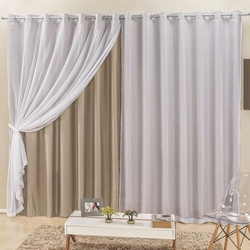Cortina Elegance para Trilho Suisso Max Tecidos Semi Blackout e Voal 2,00m x 1,70m Sala Quarto - Bege Menor preço em Cortina Elegance para Trilho Suisso Max Tecidos Semi Blackout e Voal 2,00m x 1,70m Sala Quarto - Bege