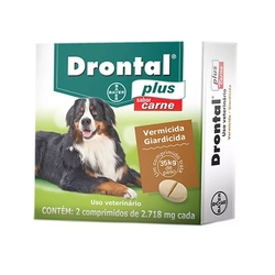 Drontal Plus Vermicida Cães 35kg Sabor Carne c/ 2 Comprimidos 2,718mg Menor preço em Drontal Plus Vermicida Cães 35kg Sabor Carne c/ 2 Comprimidos 2,718mg