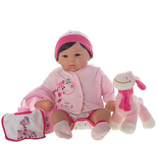 Roupa Para Boneca Bebê Reborn Com Casaco Rosa - Shiny Toys