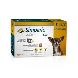 Antipulgas Simparic 3 Comp 5 Mg Cães (1,3 Kg - 2,5 Kg) Zoetis Menor preço em Antipulgas Simparic 3 Comp 5 Mg Cães (1,3 Kg - 2,5 Kg) Zoetis