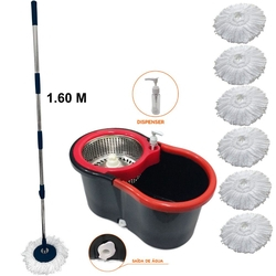 Balde Esfregão Mop cabo 1.60 Centrifuga Inox 6 Refis Menor preço em Balde Esfregão Mop cabo 1.60 Centrifuga Inox 6 Refis