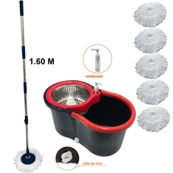 Balde Esfregão Mop cabo 1.60 Centrifuga Inox 5 Refis Menor preço em Balde Esfregão Mop cabo 1.60 Centrifuga Inox 5 Refis