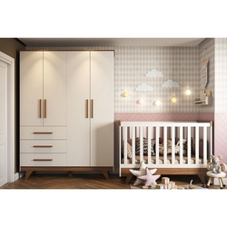 Quarto Infantil com Guarda Roupa 4 portas e Berço Minicama Retrô Móveis Móveis Peroba Branco/Carvalho é boa?