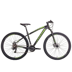 Bicicleta MTB Oggi Hacker 29 Preto/Verde 17 Tourney 21v Menor preço em Bicicleta MTB Oggi Hacker 29 Preto/Verde 17 Tourney 21v