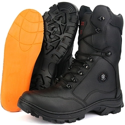 Bota Coturno Militar Couro Segurança SapatoFran Preto Menor preço em Bota Coturno Militar Couro Segurança SapatoFran Preto