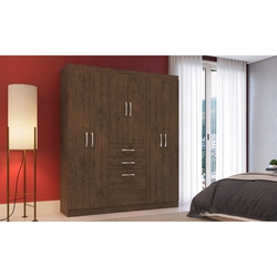 Menor preço em Guarda Roupa Solteiro 6 Portas 156Cm 2 Gavetas 1 Sapateira 3 Cabideiros Amarula - MegaSul
