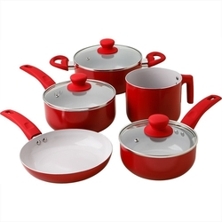 Jogo de Panelas Lugano Vermelho 5 Peças - La Cuisine Menor preço em Jogo de Panelas Lugano Vermelho 5 Peças - La Cuisine