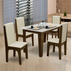 Conjunto de Mesa Miami 1,20m com 4 Cadeiras Castanho / Off White Menor preço em Conjunto de Mesa Miami 1,20m com 4 Cadeiras Castanho / Off White