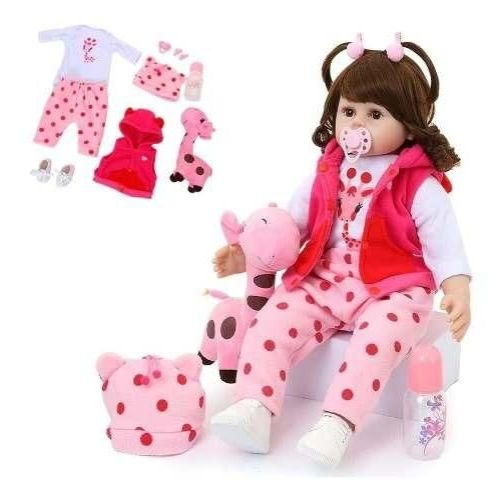 Boneca Bebê Reborn Menina Girafa 48cm Produto No Brasil