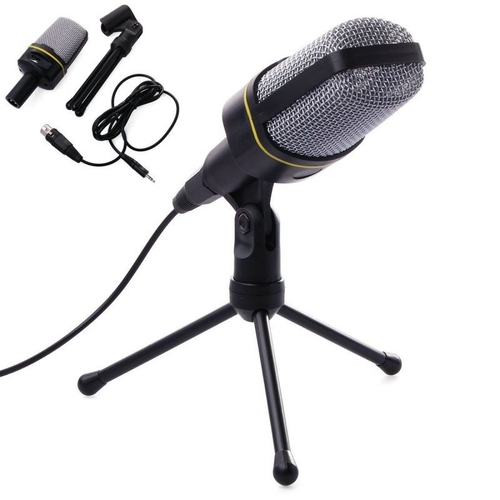 Black 3.5mm Studio Microphone Mic with Desktop Stand for PC Computer Laptop