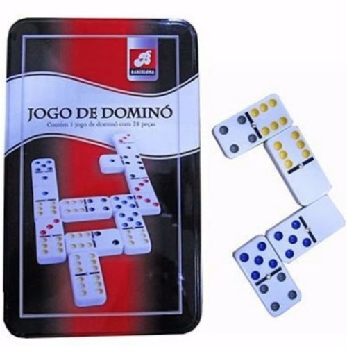 Jogo Domino na Lata Colorido com 28 peças