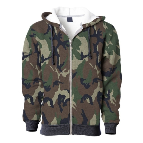 camo zip up moletom com capuz