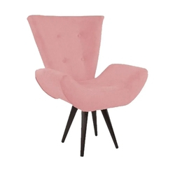 Poltrona Decorativa Bella Pés Madeira Suede Rosa Bebê - GIU DECOR Menor preço em Poltrona Decorativa Bella Pés Madeira Suede Rosa Bebê - GIU DECOR