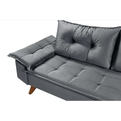 Sofa Bariloche 3 Lugares Pés Em Madeira Essencial Estofados Cinza Menor preço em Sofa Bariloche 3 Lugares Pés Em Madeira Essencial Estofados Cinza