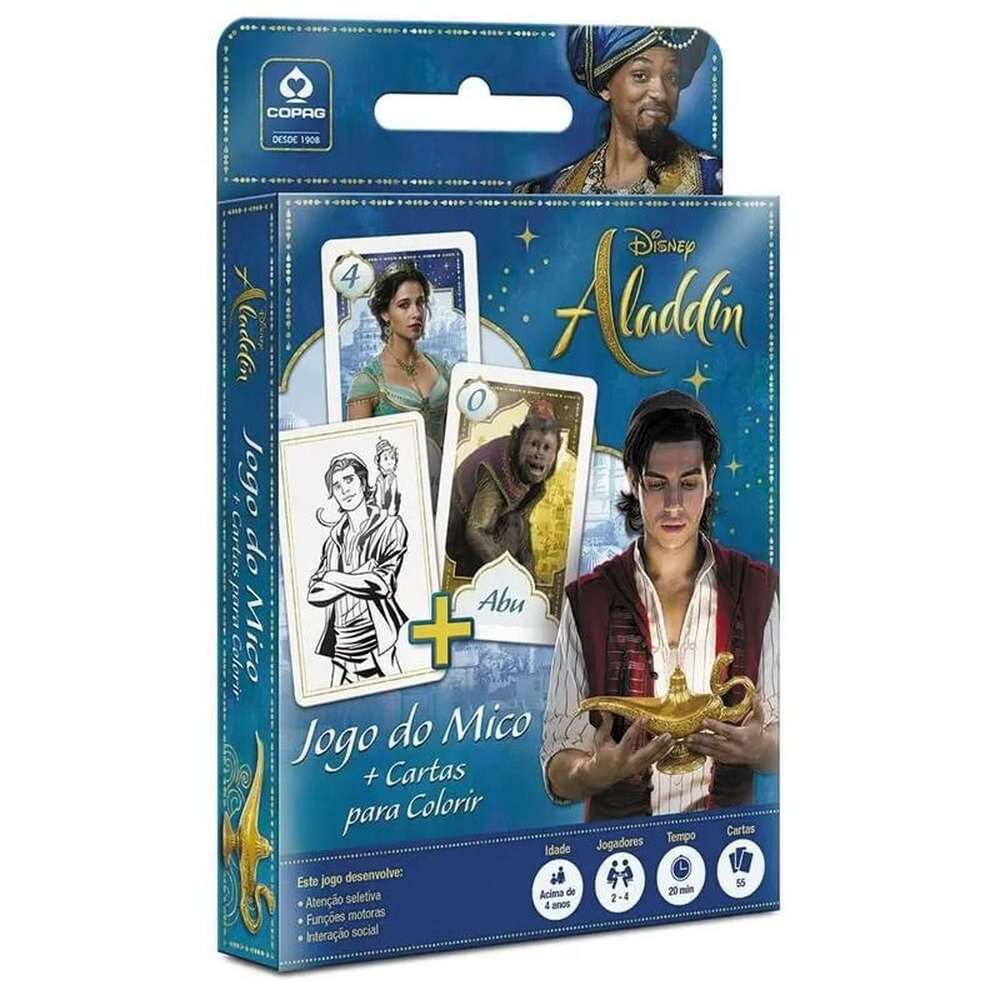 Jogo do Mico + Cartas para Colorir - Aladdin - Copag em Promoção