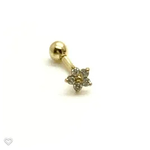 Ouro 18k Piercing 5mm Argola Estrela Cartilagem Tragus Orelha - FAB JOIAS