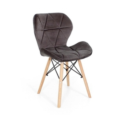 Cadeira Charles Eames Eiffel Slim Veludo Estofada - Grafite Menor preço em Cadeira Charles Eames Eiffel Slim Veludo Estofada - Grafite