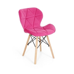 Cadeira Charles Eames Eiffel Slim Veludo Estofada - Rosa Menor preço em Cadeira Charles Eames Eiffel Slim Veludo Estofada - Rosa