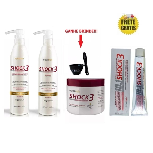 Qual o preço do(a)Kit Shock3 500ml + Blindagem Rege. 500gr+Pomada - Nutra Hair Kit Shock3 500ml + Blindagem Rege. 500gr+Pomada - Nutra Hair