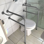Foto 1 - Kit 2 Barras De Apoio Para Banheiro Em Aço Para Idosos 77cm