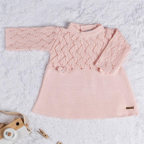 vestido tricot rosa bebe