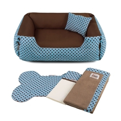 Enxoval Cama Pet para Cachorro Gato Senhor Bicho Dupla Face Lola - M - Azul Poá Marrom é boa?
