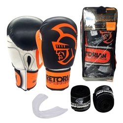 Kit Boxe Muay Thai Pretorian Performance Luva 12 OZ Laranja e Preta + Bandagem + Protetor Bucal Menor preço em Kit Boxe Muay Thai Pretorian Performance Luva 12 OZ Laranja e Preta + Bandagem + Protetor Bucal