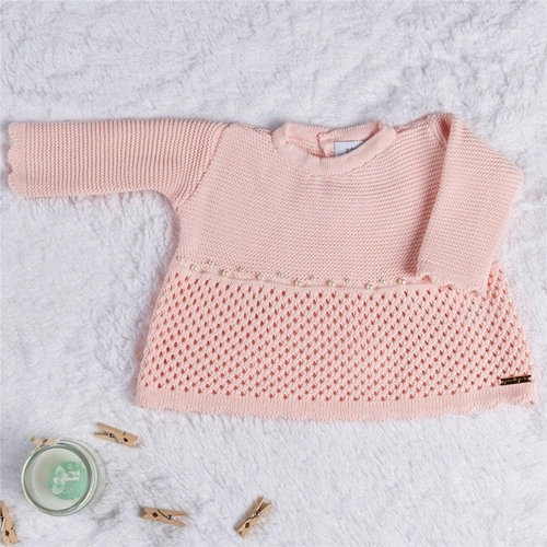 vestido tricot rosa bebe