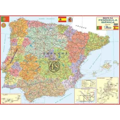 mapa da espanha e portugal Mapa Portugal Espanha Peninsula 120 X 90cm Gigante Enrolado Nas Americanas mapa da espanha e portugal