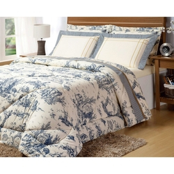 Kit Edredom Casal Queen Porcelana Percal 3 Peças - Palha e Azul Menor preço em Kit Edredom Casal Queen Porcelana Percal 3 Peças - Palha e Azul