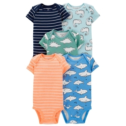 Kit body5 peças Carters menino Camaleao/Tubarão Menor preço em Kit body5 peças Carters menino Camaleao/Tubarão